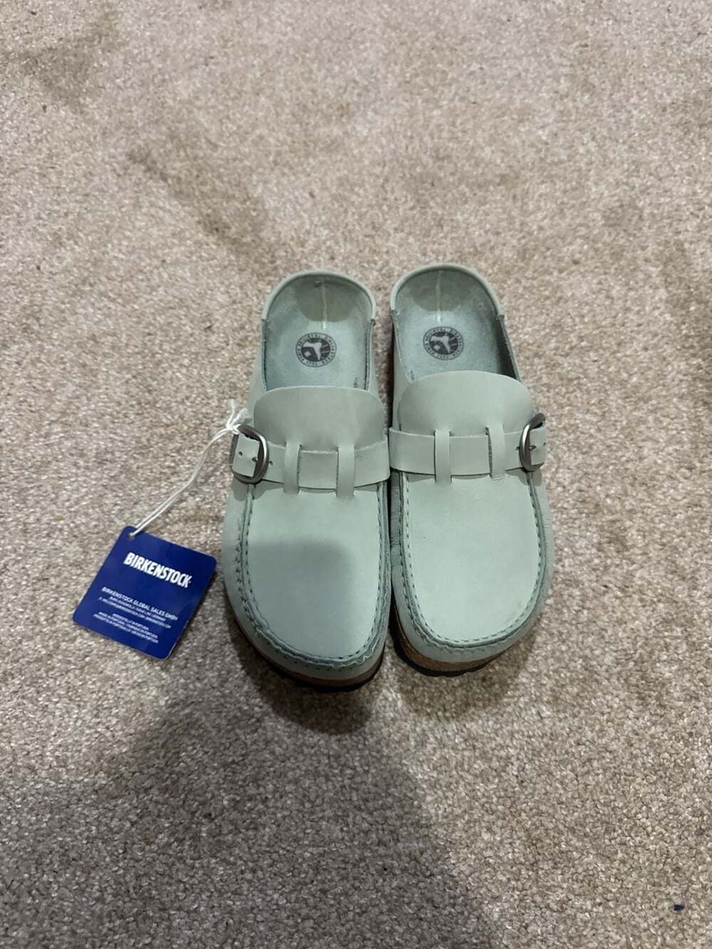 Birkenstock Buckley Nubuck Leather Clogs in Matcha